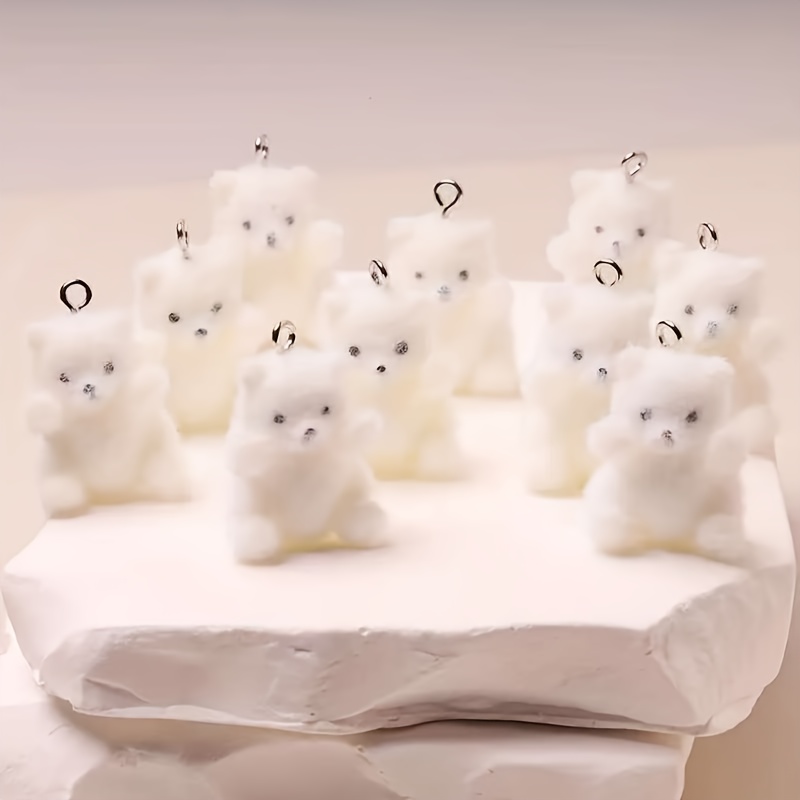 Resin Art Products - 6Pcs Polar Bear Resin Charms Christmas