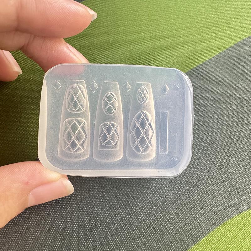 Resin Art Template - Silicone Nails Mold Plaid Bow Flower