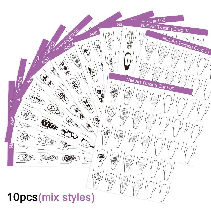 Resin Art Learning - 10pcs Nail Art Lines Practice Paper