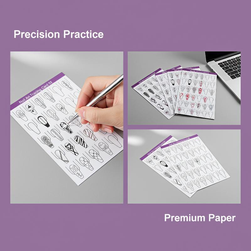 Resin Art Learning - 10pcs Nail Art Lines Practice Paper