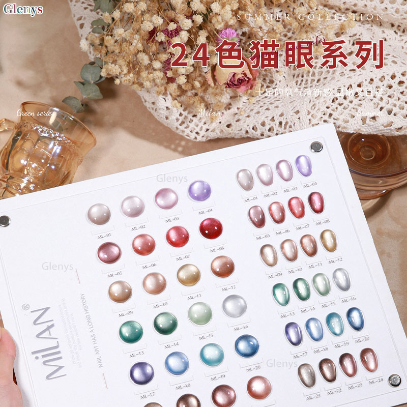 Glemys 24 color cat's eye nail - Resin Art Learning review and price