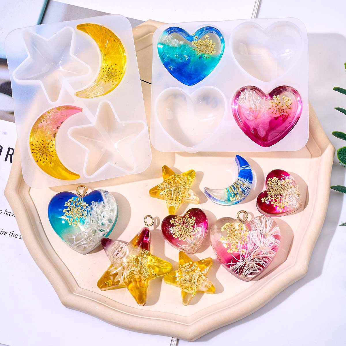 Heart Star Moon Pendant Silico - Resin Art Mold review and price