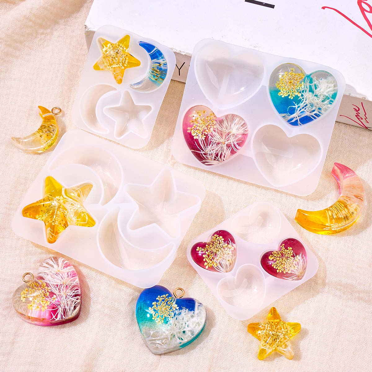 Heart Star Moon Pendant Silico - Resin Art Mold review and price