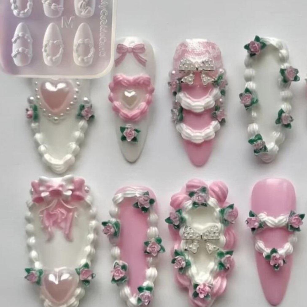 1pc 3D French Cream Nail Art S - Resin Art Template review and price