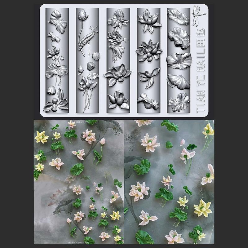 Flowers Series 3D Curved Nail  - Resin Art Template review and price
