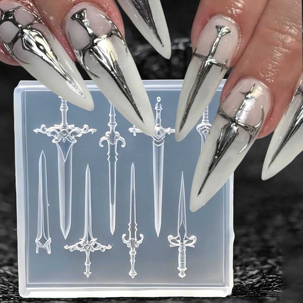 1pcs 3D Retro Punk Sword Nail  - Resin Art Template review and price